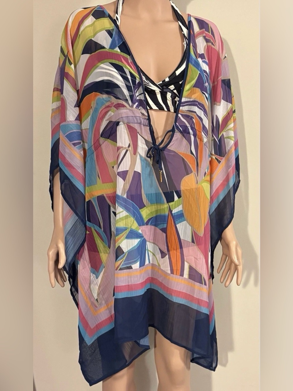Bleu by Rod Beattie Bleu Rod Beattie Plus Size Living Color Caftan Cover-Up, 2X - Picture 3 of 6
